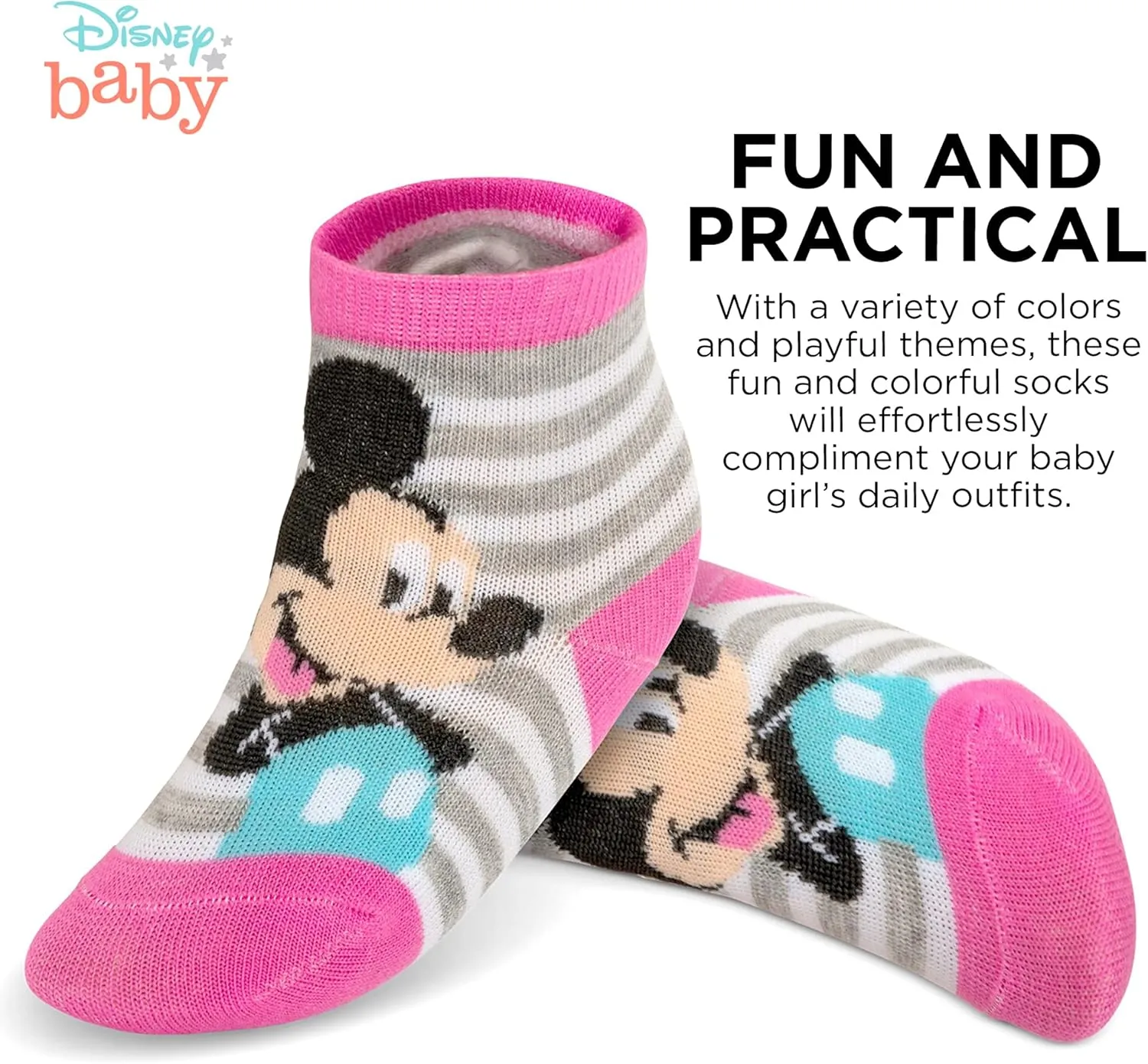 ABG Accessories Girls & Boys Minnie, Mickey Mouse, Baby Shark, Justice League 10-Pack Infant Sock 0-24 Months