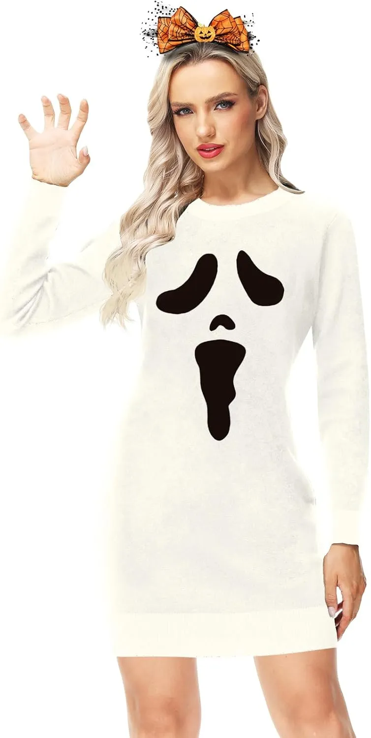 AOBUTE Women Christmas Sweater Dress Funny Holiday Ugly Kint Pullover