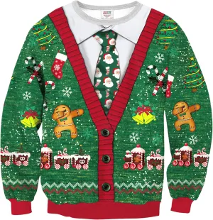 Arvilhill Mens Ugly Funny Sweater Gingerbread Socks Christmas Sweatshirt 3D Graphic Print Hilarious Adult Funny Sweater Holiday Jumper Tacky XL