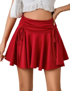 Avidlove Women Pleated Mini Skirt Y2k Drawstring Short Skirts Ruched Skater Skirt Cute Rave Outfit
