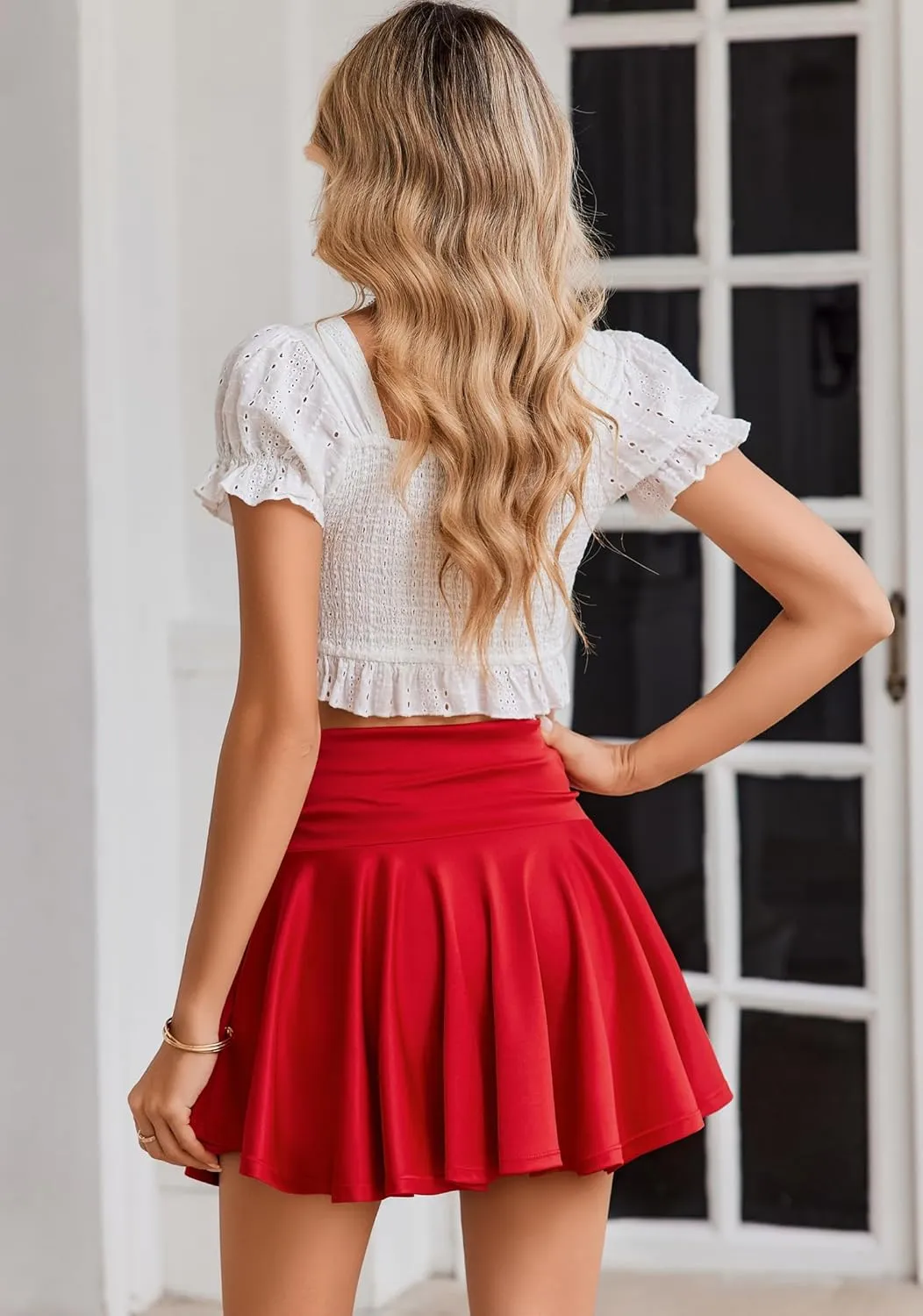 Avidlove Women Pleated Mini Skirt Y2k Drawstring Short Skirts Ruched Skater Skirt Cute Rave Outfit