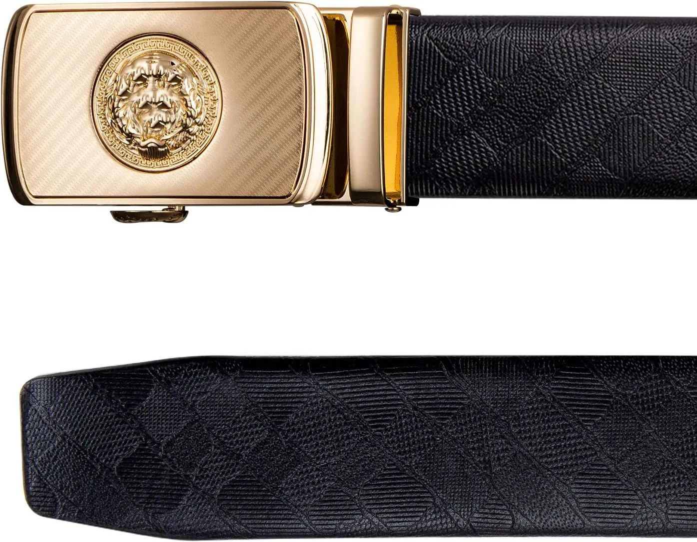 Barry.Wang Mens Ratchet Belt,Genuine Leather Belts 1 3/8" Automatic Buckle Carnival Dress Casual,Trim To Fit