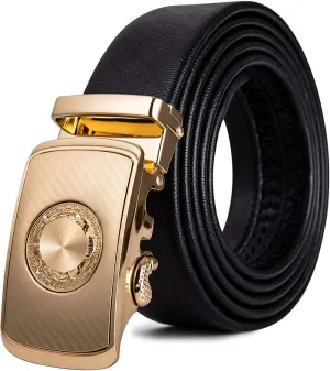 Barry.Wang Mens Ratchet Belt,Genuine Leather Belts 1 3/8" Automatic Buckle Carnival Dress Casual,Trim To Fit