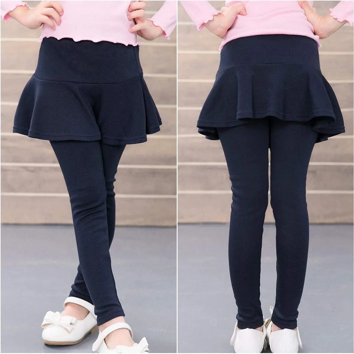 BOOPH Little Girls Leggings Pants with Tutu Skirts Kids Culottes Footless Tights