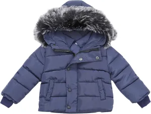Boys and Toddler's Hooded Puffer Jacket Insulated Parka with Faux Fur Collar Winter Coat Baby Padded Down Jacket