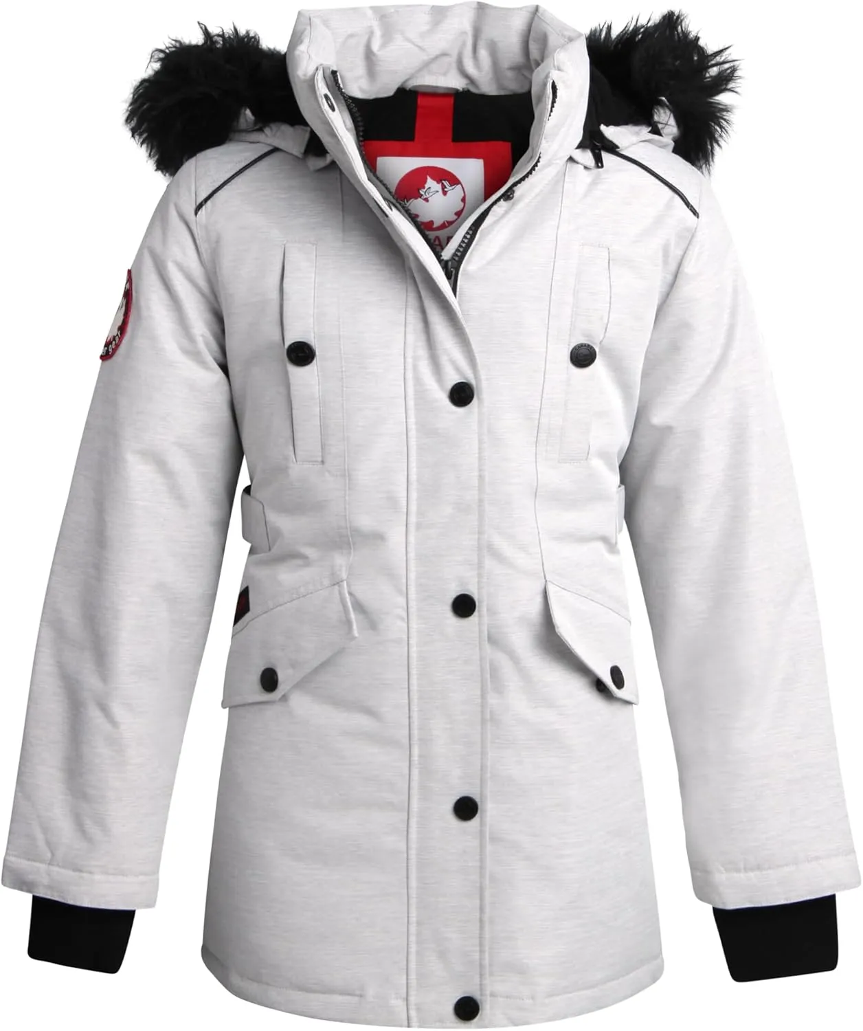 CANADA WEATHER GEAR Girls' Winter Faux Fur Lining Ski Jacket - Water and Wind Resistant Fleece Coat with Hood (Sizes: 7-16)