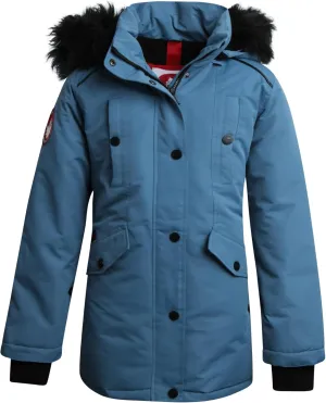 CANADA WEATHER GEAR Girls' Winter Faux Fur Lining Ski Jacket - Water and Wind Resistant Fleece Coat with Hood (Sizes: 7-16)