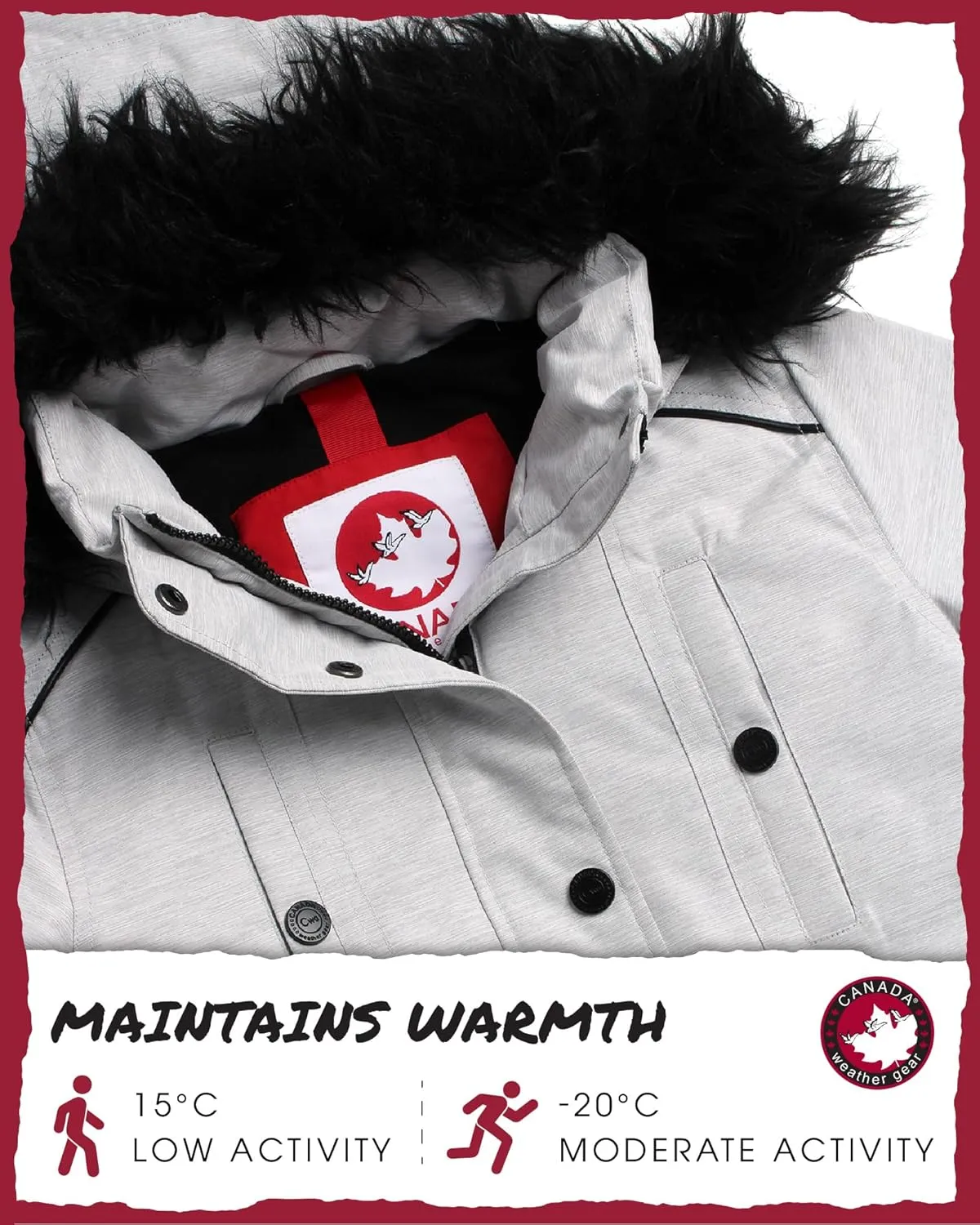 CANADA WEATHER GEAR Girls' Winter Faux Fur Lining Ski Jacket - Water and Wind Resistant Fleece Coat with Hood (Sizes: 7-16)