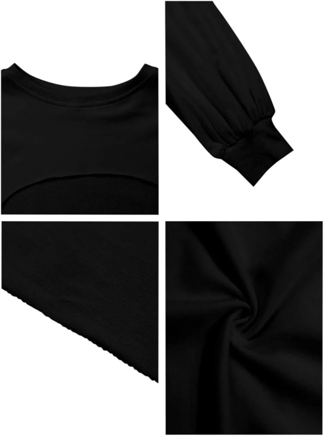 Hilinker Women's Crewneck Long Sleeve Crop Top Casual Loose Cropped Sweatshirt Workout