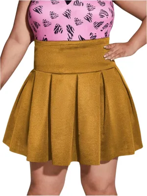 OYOANGLE Women's Plus Size Pleated Skater Skirt High Waist Tennis Sport Mini Flared Skirt