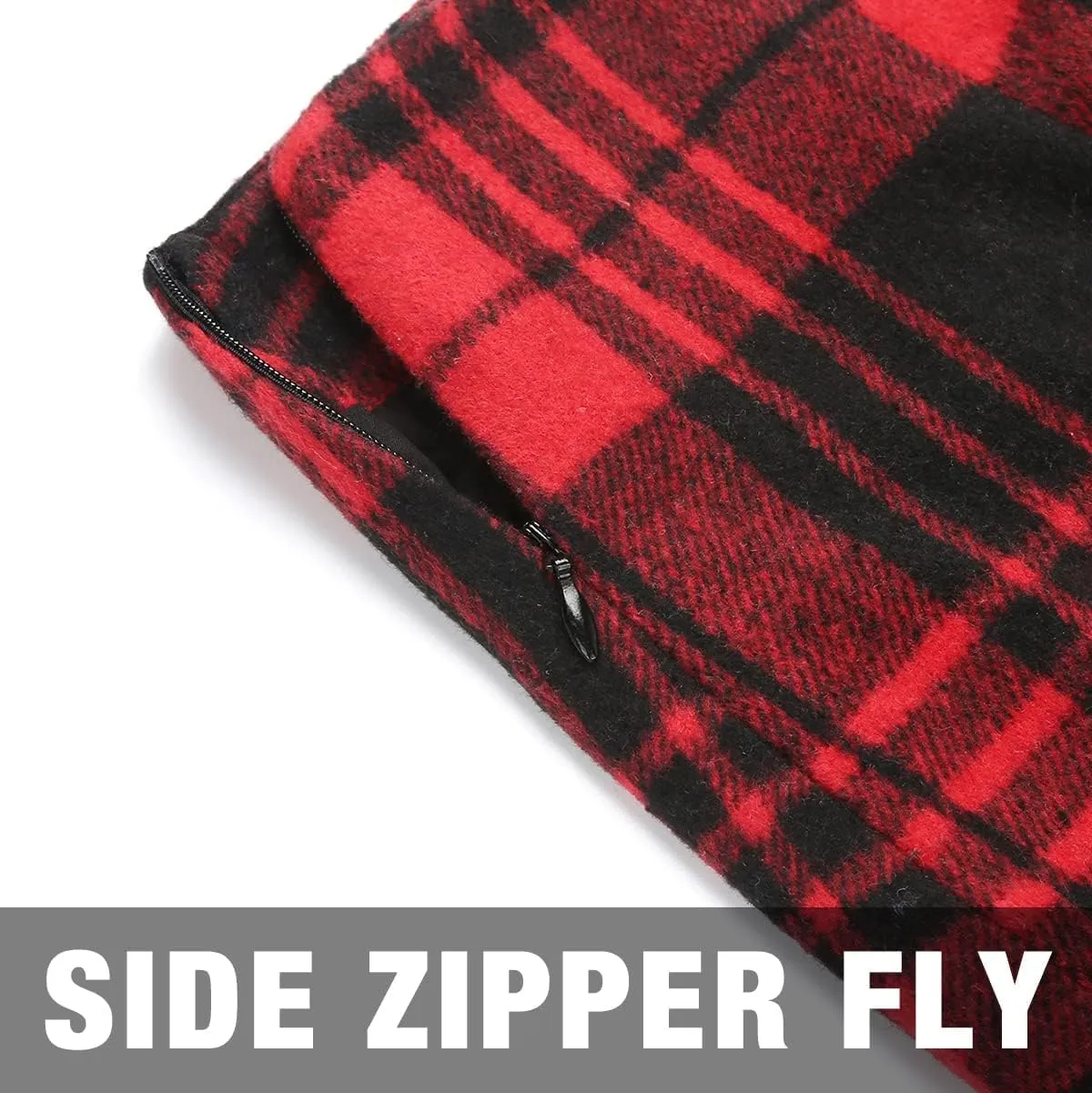Plaid Mini Skirts for Womens High Waisted Fall Winter Wool Bodycon Pencil Skirts with Slit