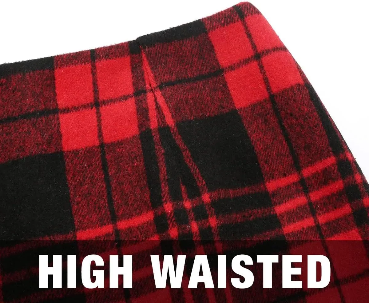 Plaid Mini Skirts for Womens High Waisted Fall Winter Wool Bodycon Pencil Skirts with Slit