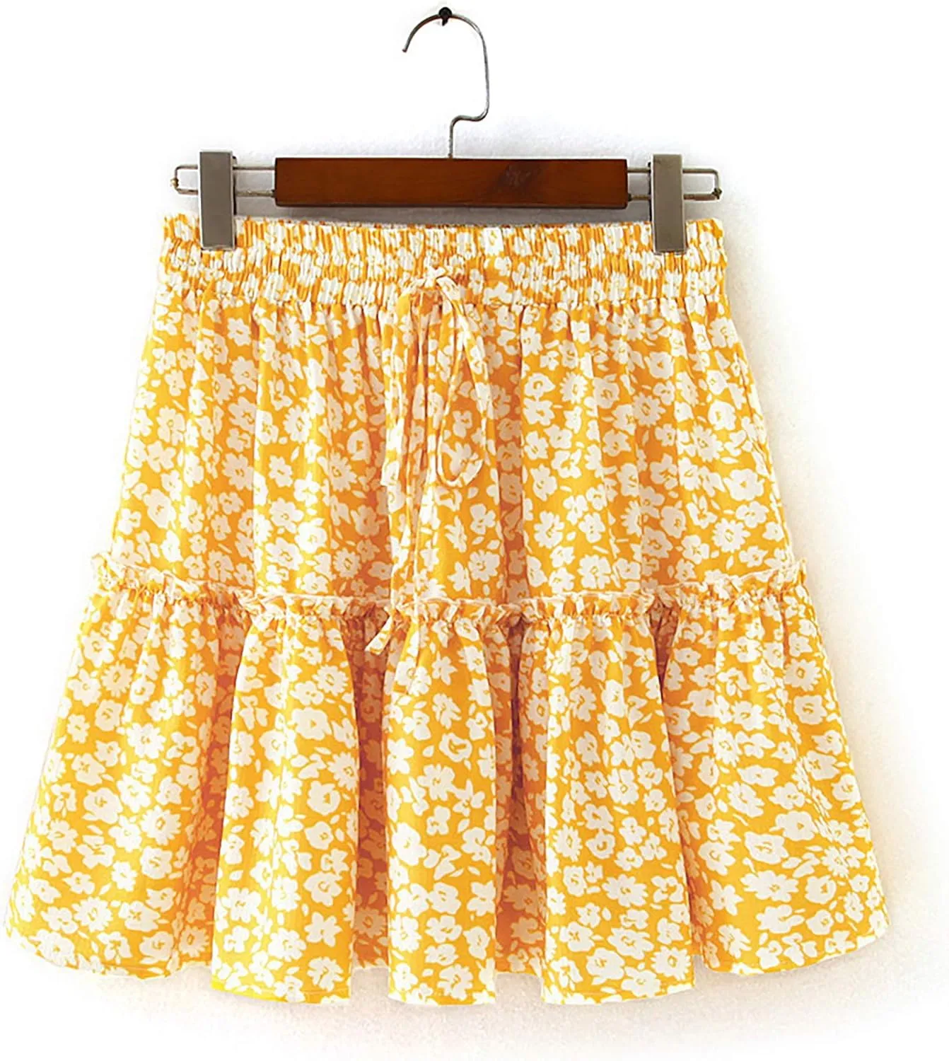 Relipop Women's Flared Short Skirt Polka Dot Pleated Mini Skater Skirt with Drawstring