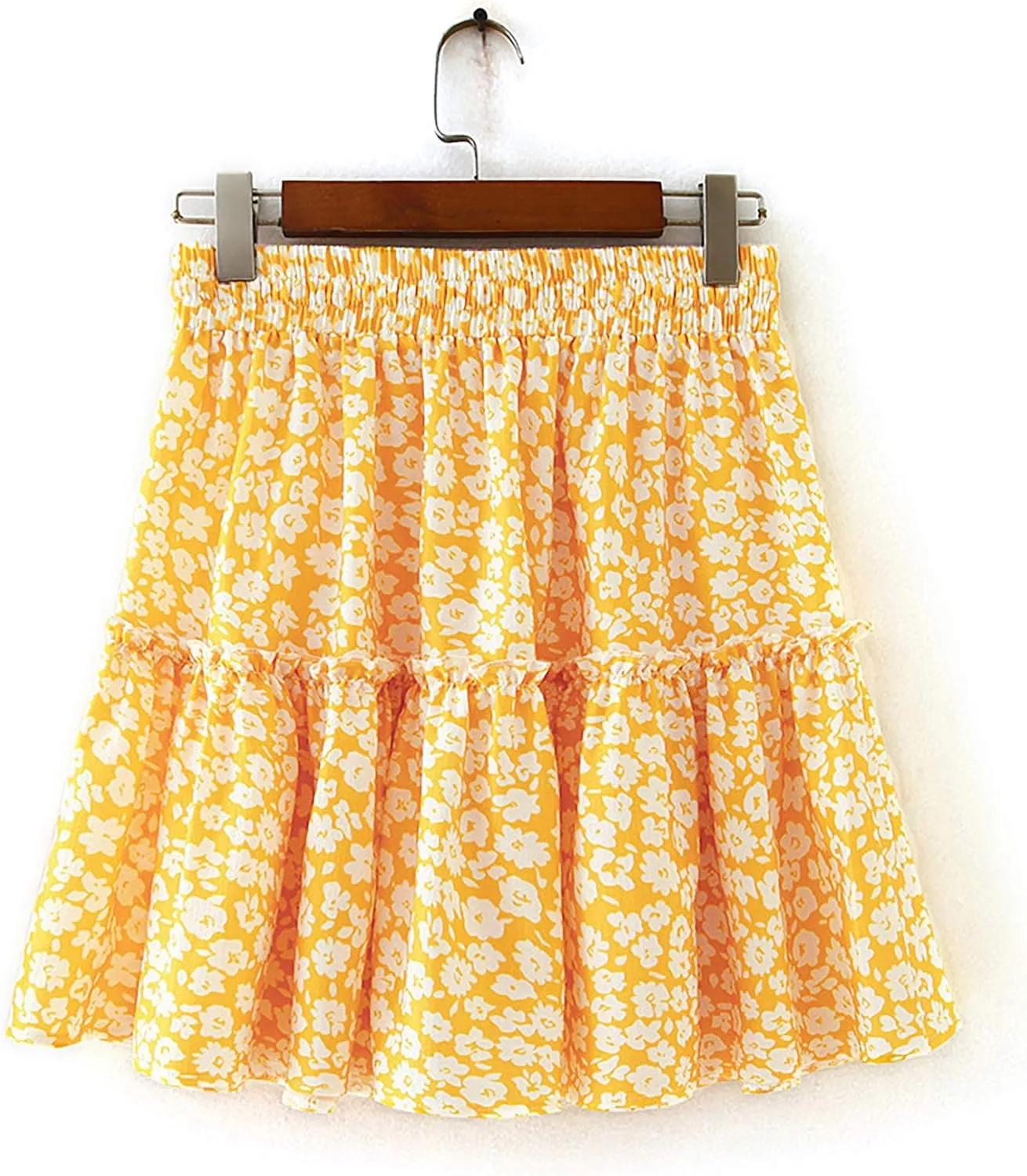 Relipop Women's Flared Short Skirt Polka Dot Pleated Mini Skater Skirt with Drawstring