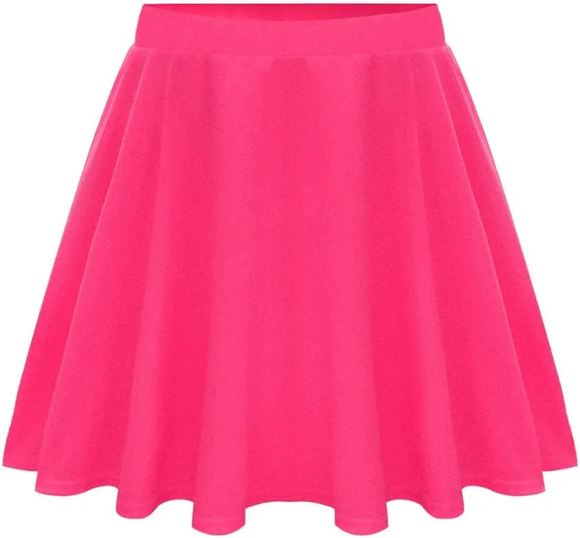 RITERA Plus Size Basic Versatile Stretchy Elastic Waist Flared Casual Mini Skater Skirt/Pleated Plaid Skirt for Women XL-5XL