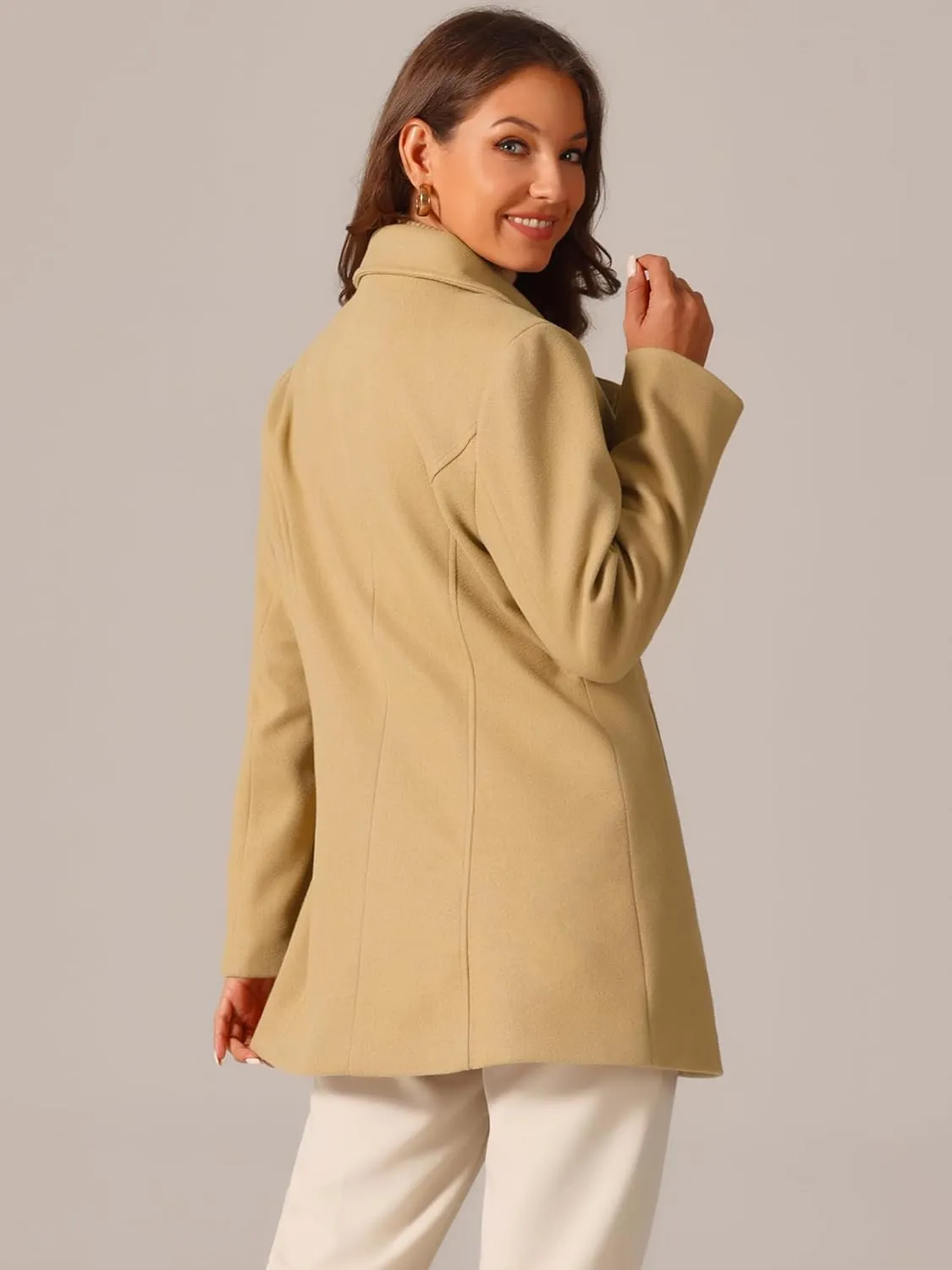 Seta T Women's Long Sleeves Peacoat Double Breasted Button Outerwear Winter Coat