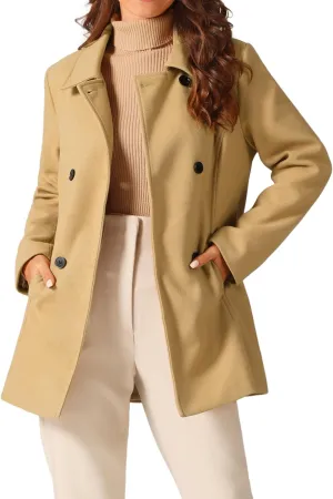 Seta T Women's Long Sleeves Peacoat Double Breasted Button Outerwear Winter Coat