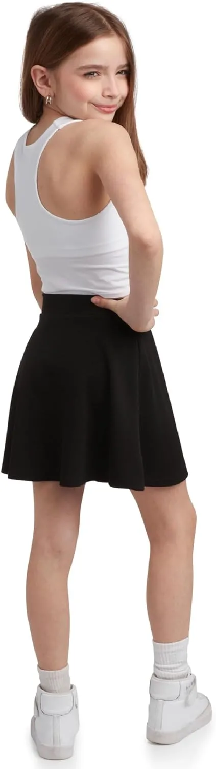 Sweet Hearts Girls Skater Skirt - High Waist Stretch Flare Pleated Mini Uniform Skirts for Girls: Made in USA (Sizes: 5-18)