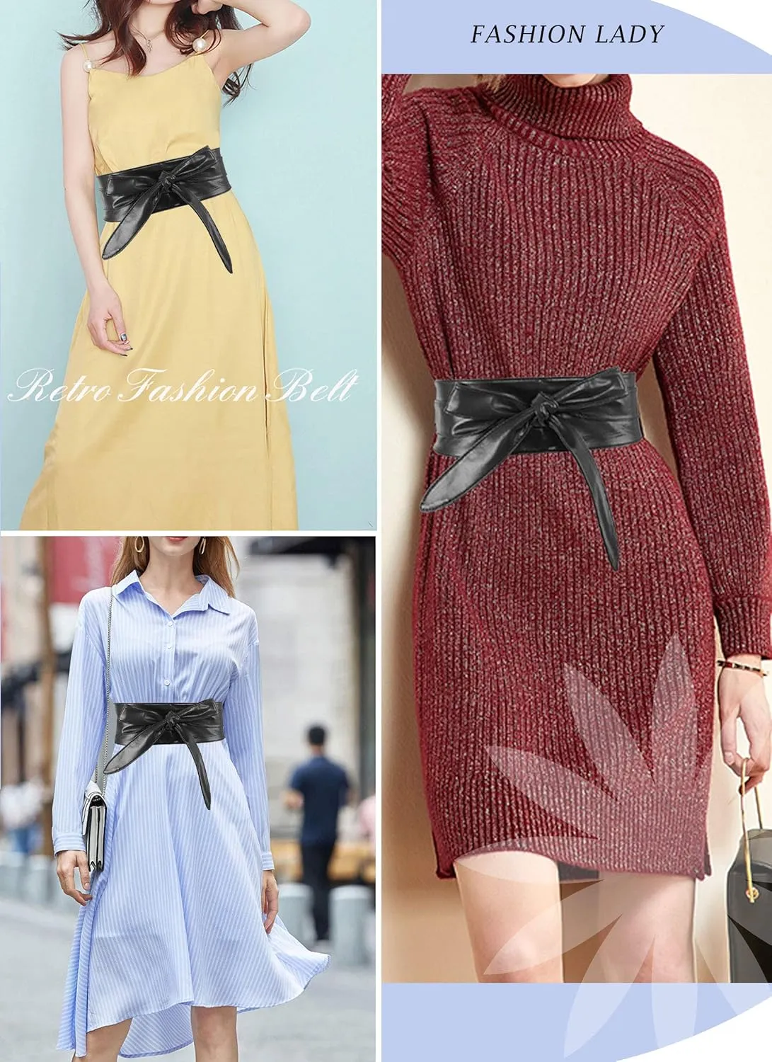TeeYee Women OBI Belt Fashion Solid Color PU Leather 4.5cm Wide Waist Band 70 Inch in Extra Size