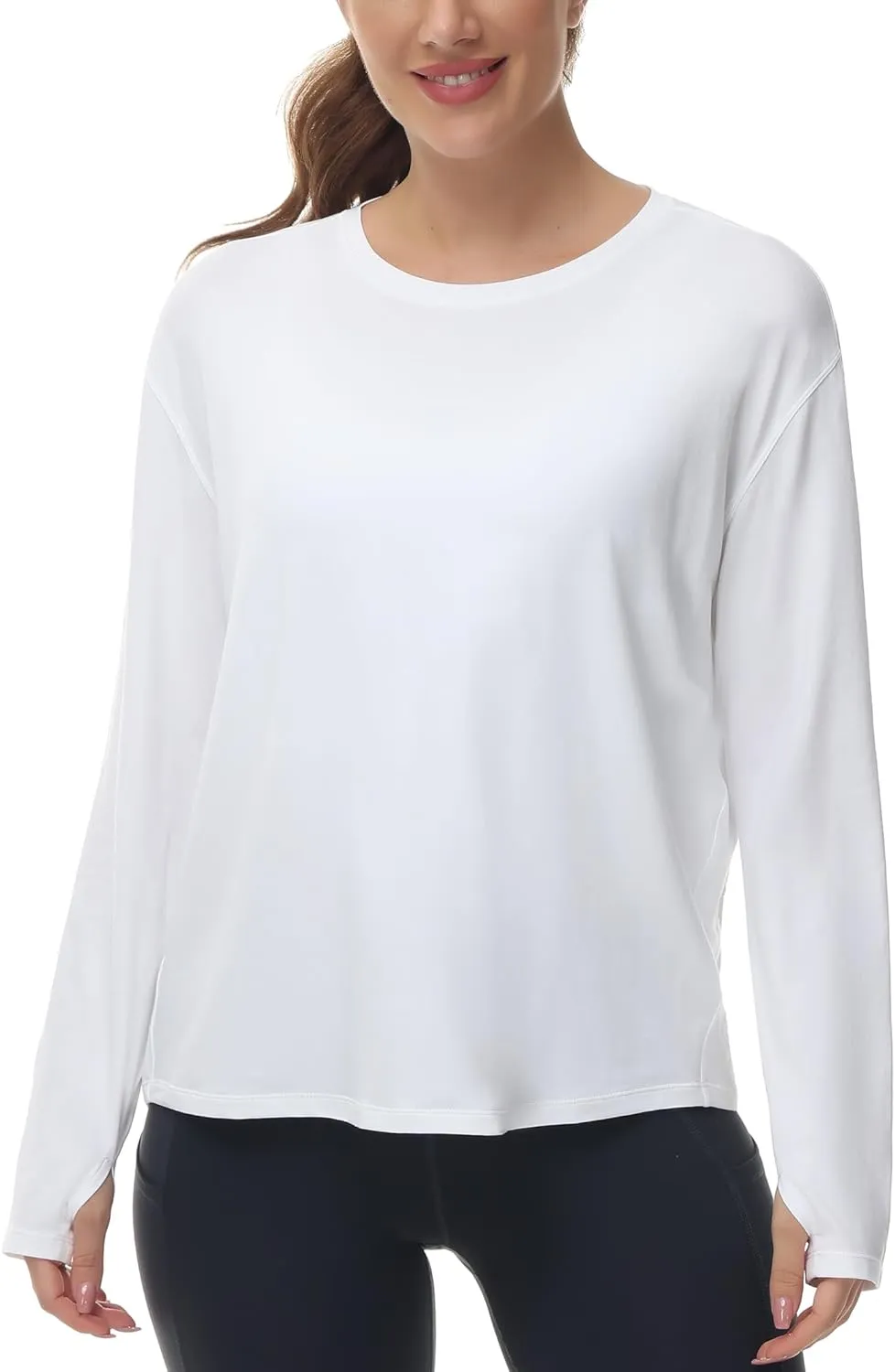 THE GYM PEOPLE Women's Long Sleeve Workout Shirts Back Loose Fit Running Tee Tops with Thumb Hole