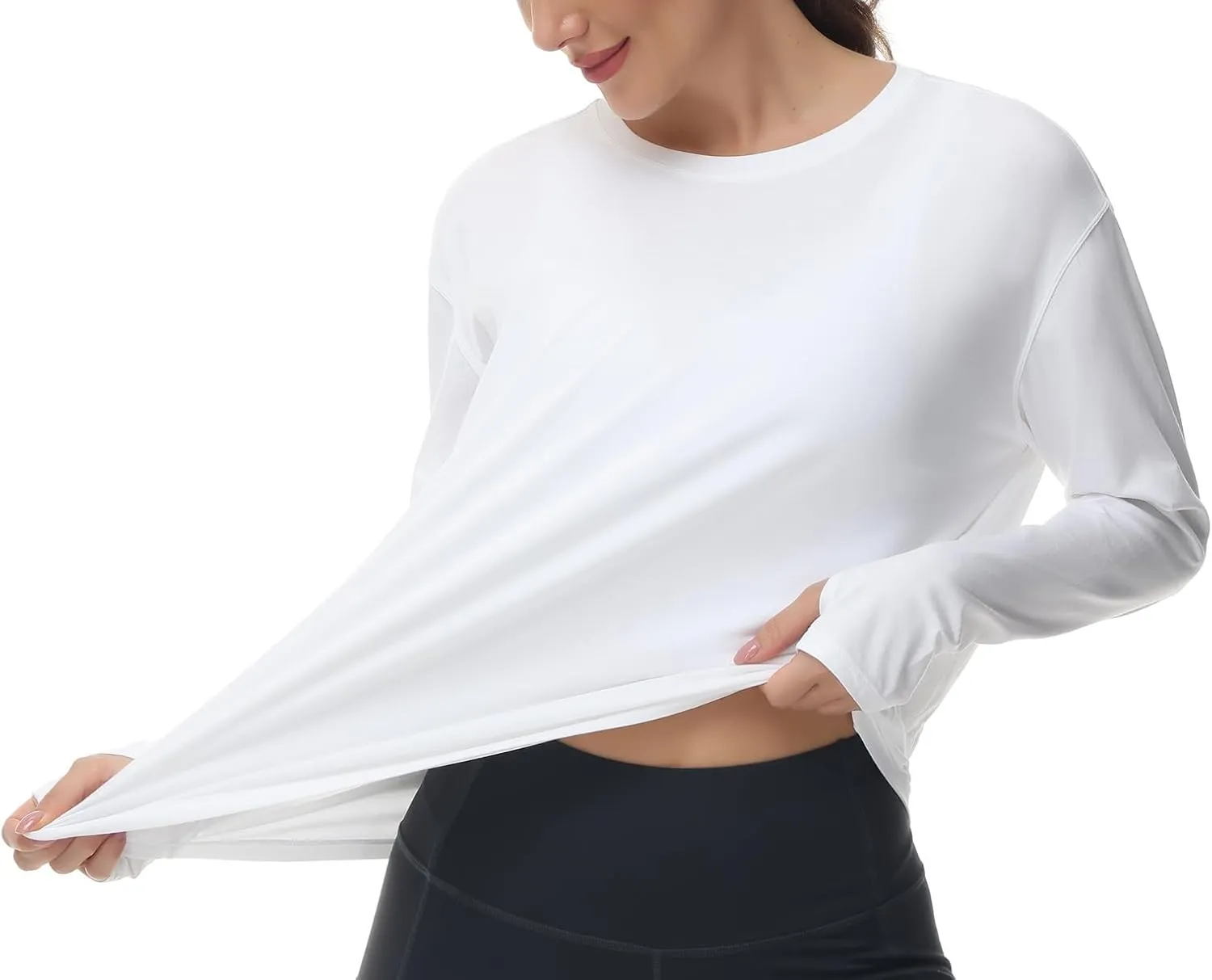 THE GYM PEOPLE Women's Long Sleeve Workout Shirts Back Loose Fit Running Tee Tops with Thumb Hole