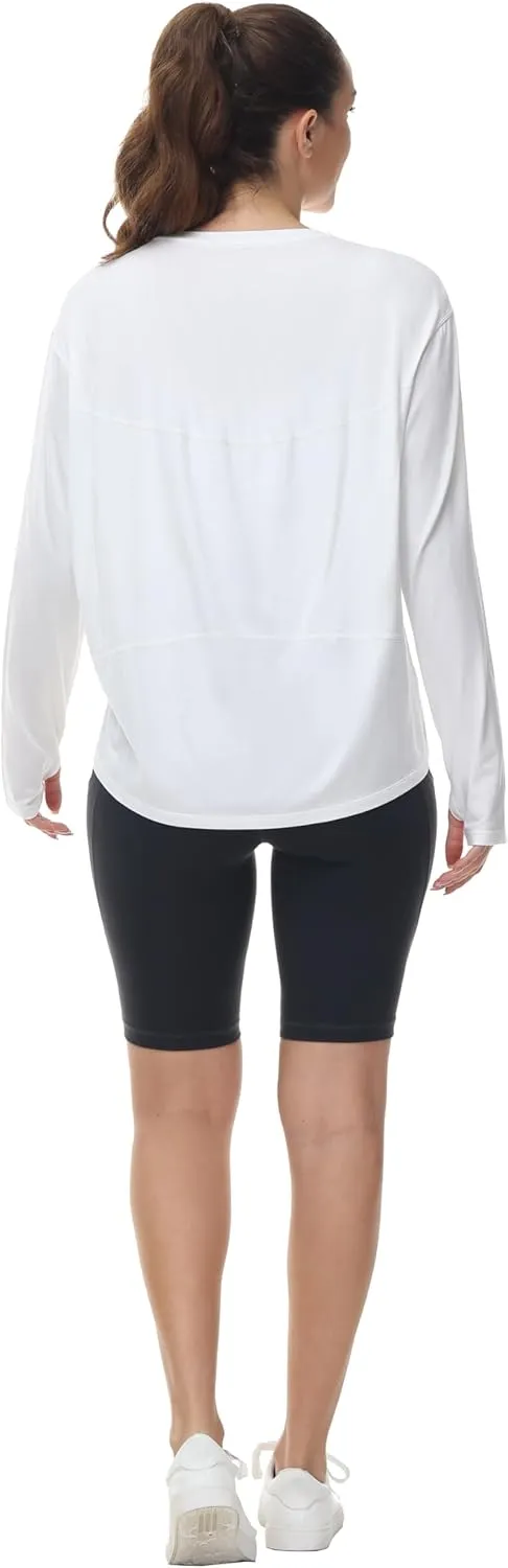 THE GYM PEOPLE Women's Long Sleeve Workout Shirts Back Loose Fit Running Tee Tops with Thumb Hole
