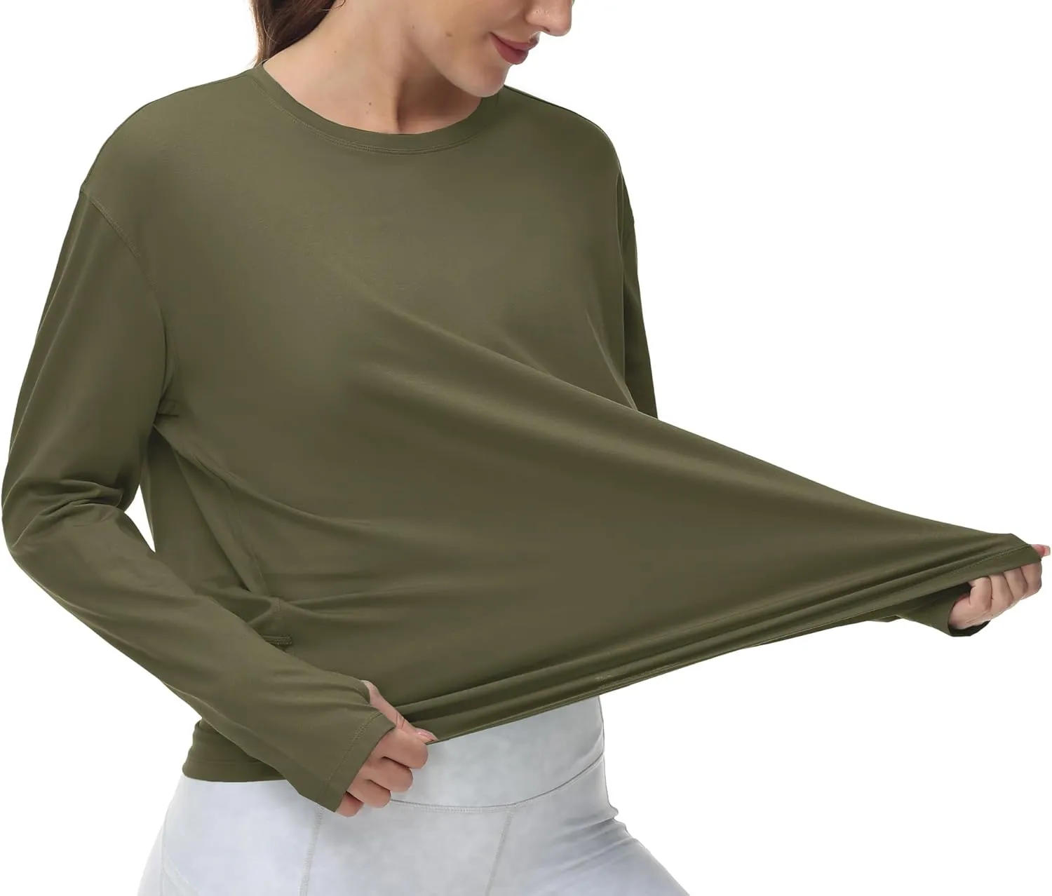 THE GYM PEOPLE Women's Long Sleeve Workout Shirts Back Loose Fit Running Tee Tops with Thumb Hole