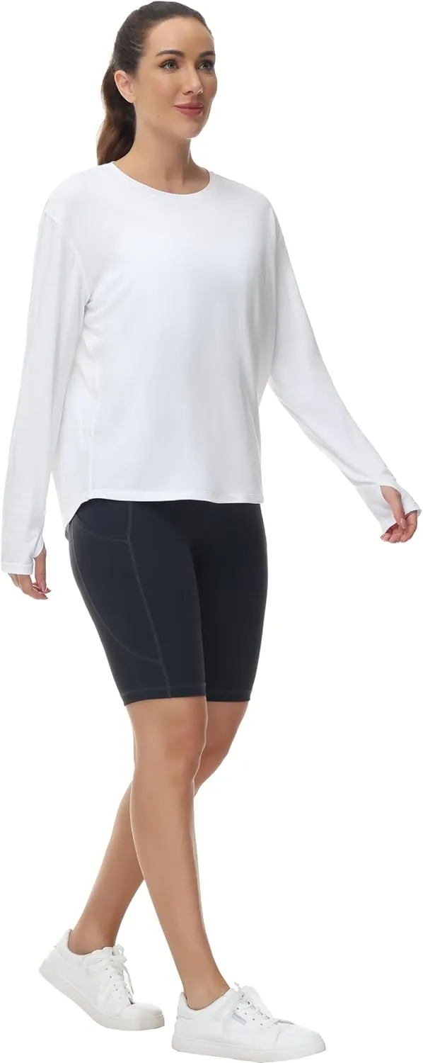 THE GYM PEOPLE Women's Long Sleeve Workout Shirts Back Loose Fit Running Tee Tops with Thumb Hole