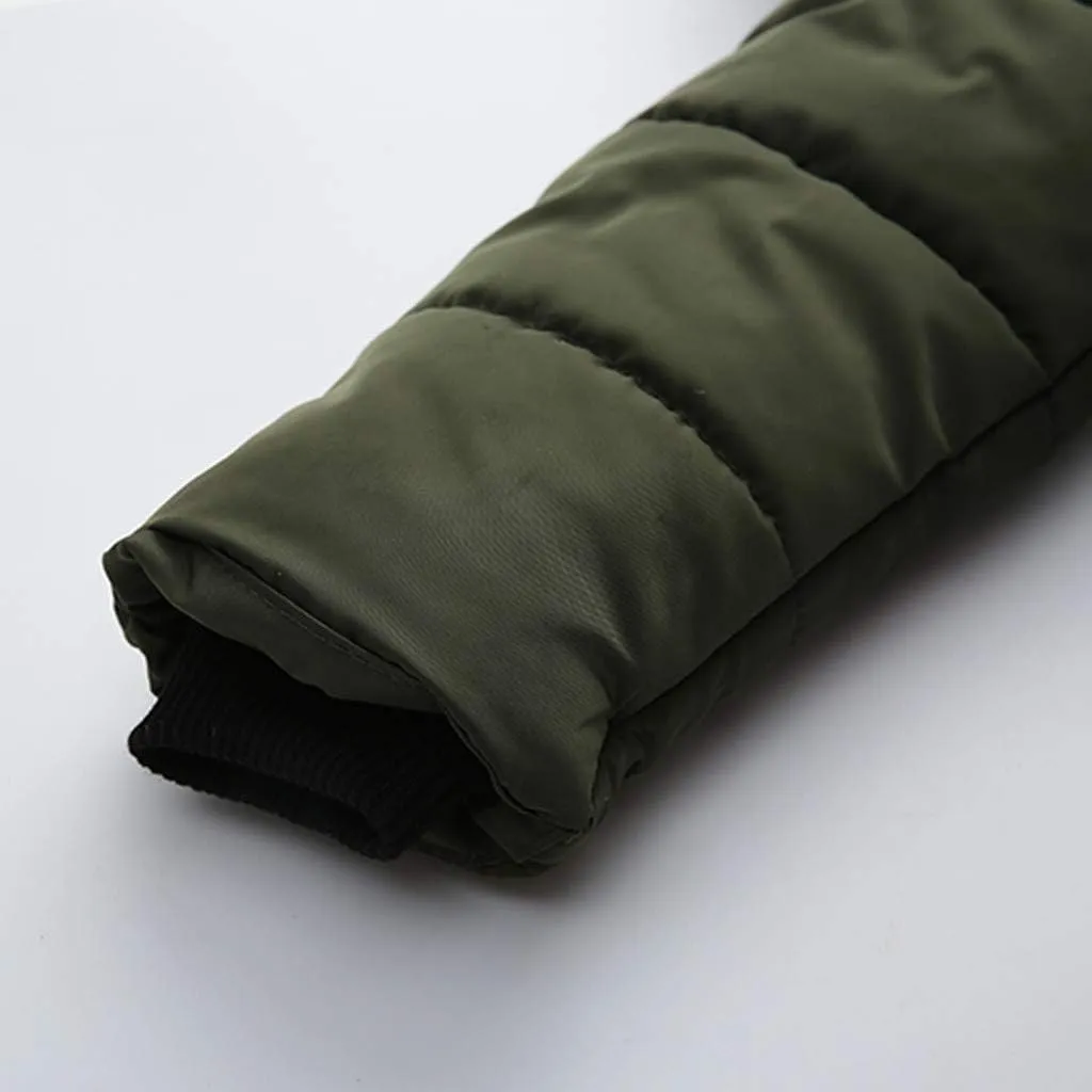 Toddler Boys Girls Down Jacket Fur Hood Thick Warm Winter Coat Parka Kids Fleece Lined Quilted Padded Jacket Coat