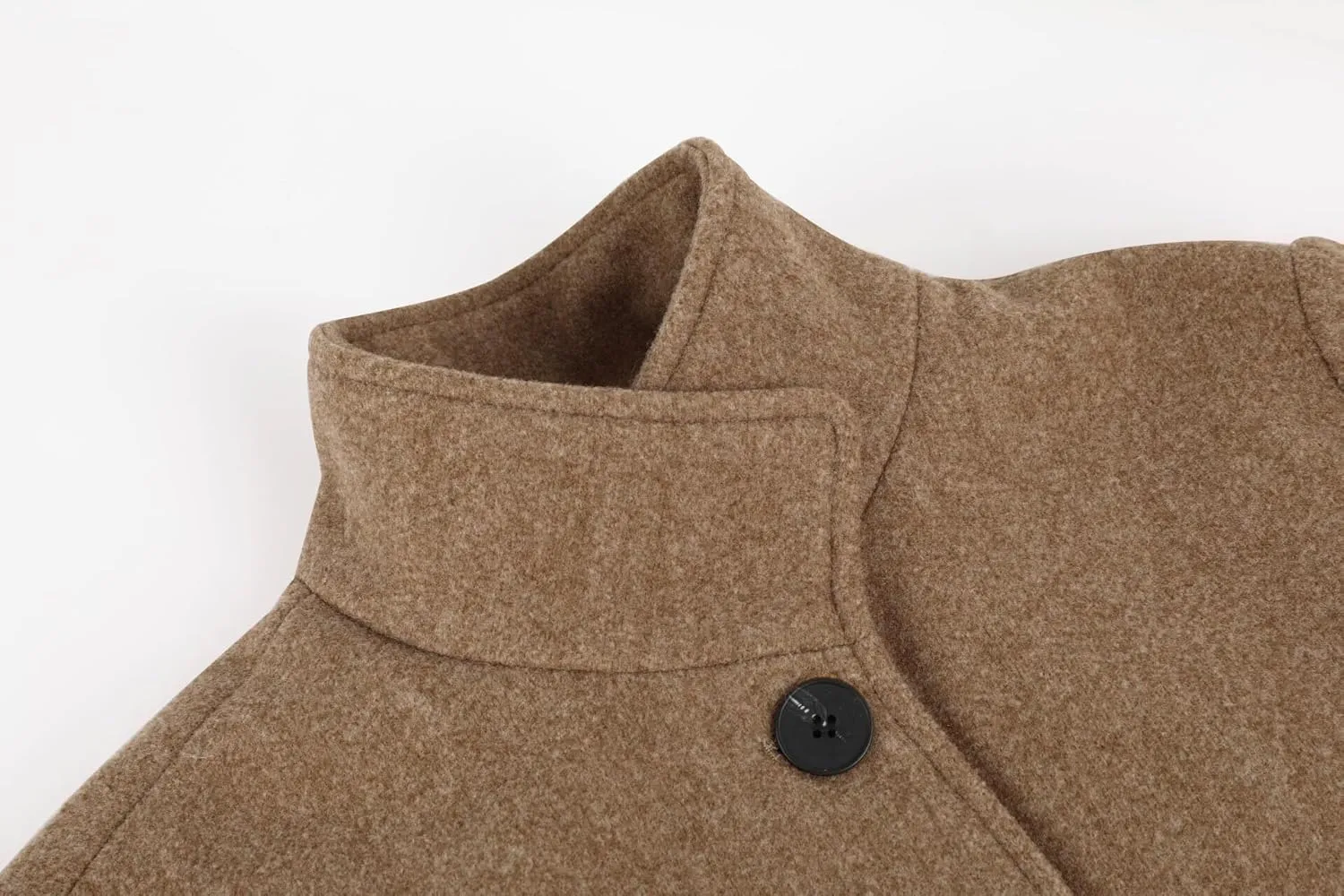 utcoco Women's Casual Thicken Single Breasted Pea Coat Stand Collar Mid Long Wool Coats with Pockets