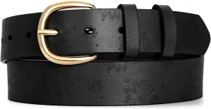 WHIPPY Women Leather Belt with Gold Buckle Fashion Laides Casual Waist Belt for Jeans Pants Dresses