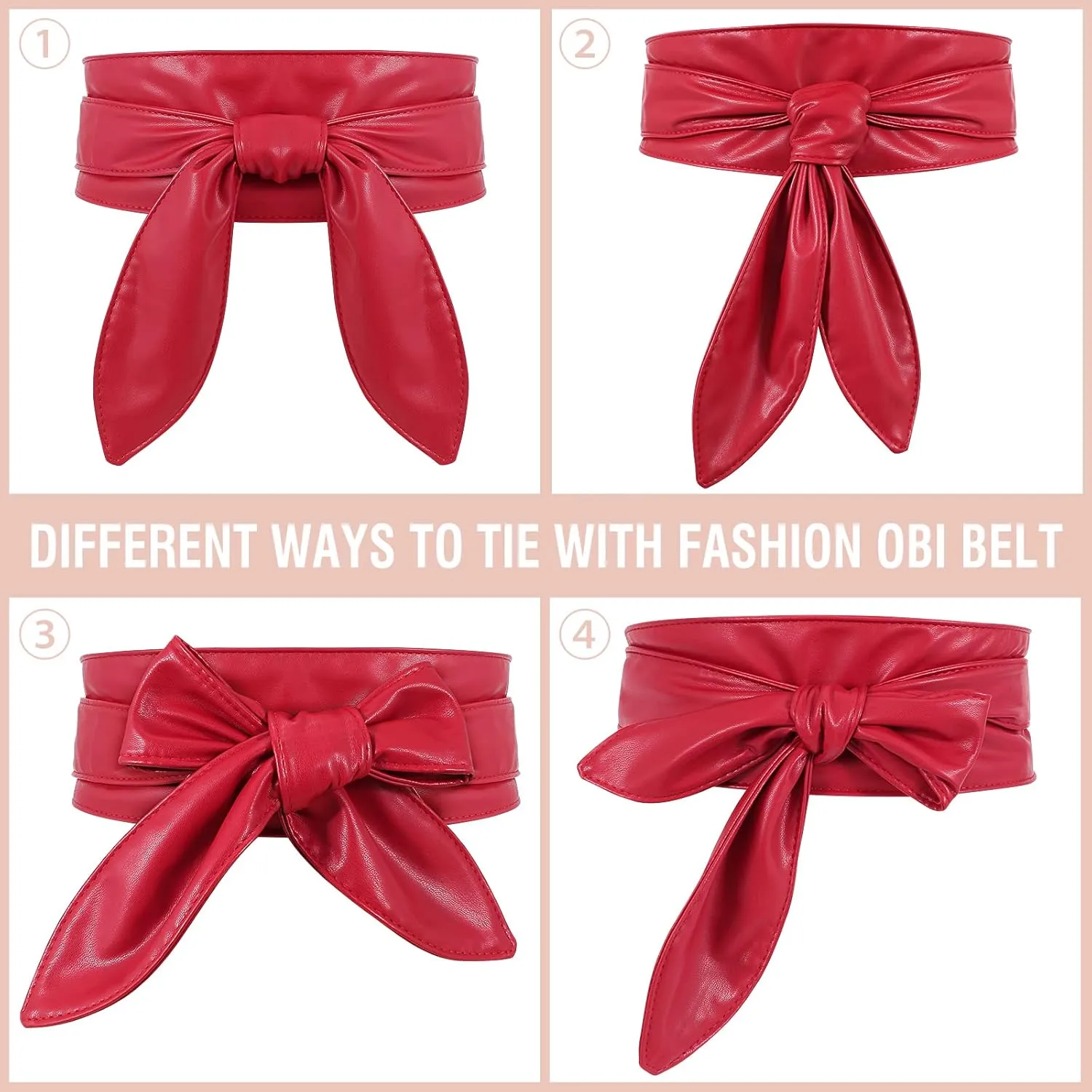 WHIPPY Women Obi Belt Fashion Wrap Around Wide Waistband Knotted Belt for Dress