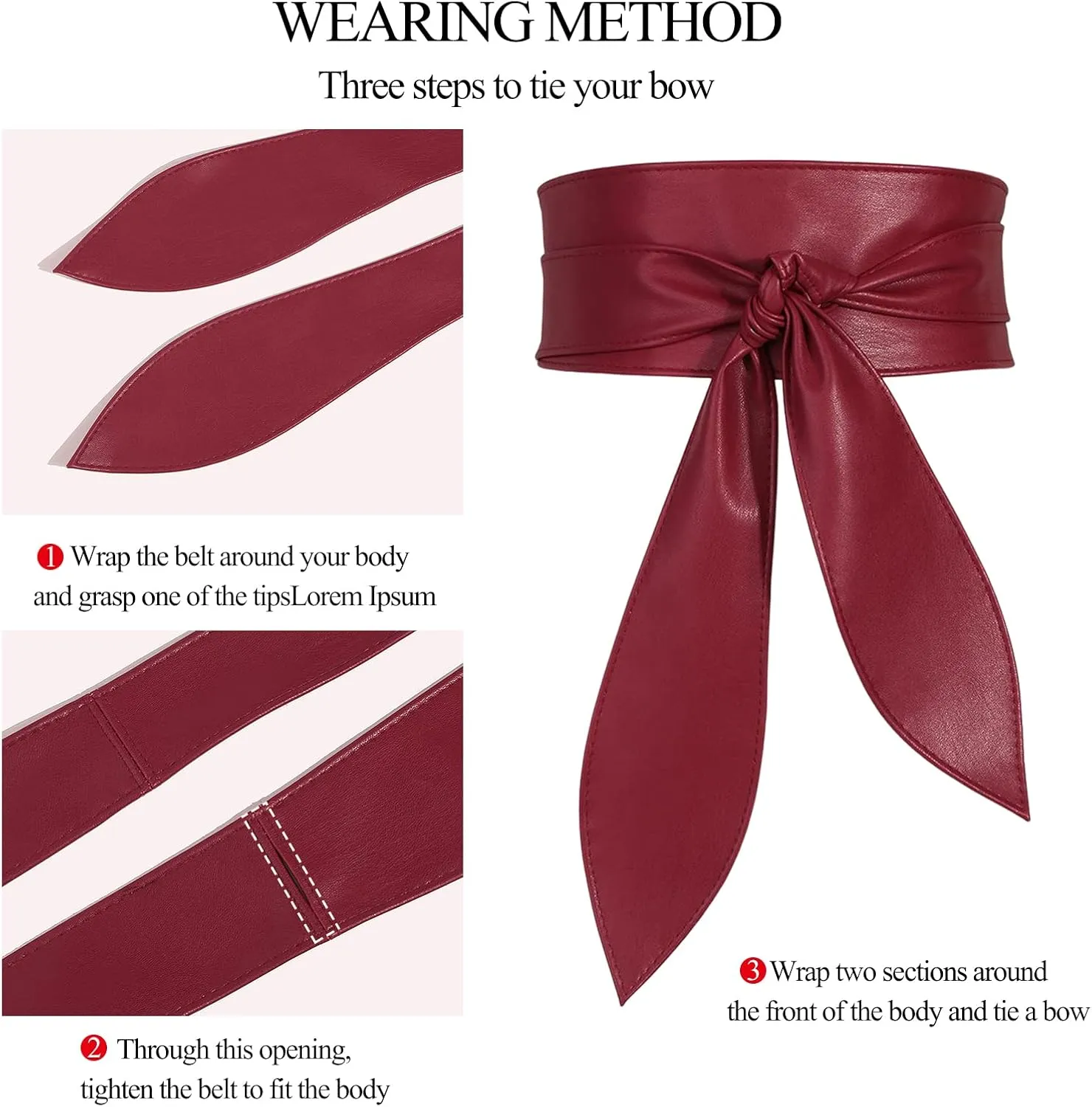 Women Obi Belt Wide Cinch Belt Soft PU Leather Tie Up Wrap Around Waist Belt Knotted Waistband Corset Belt For Dress