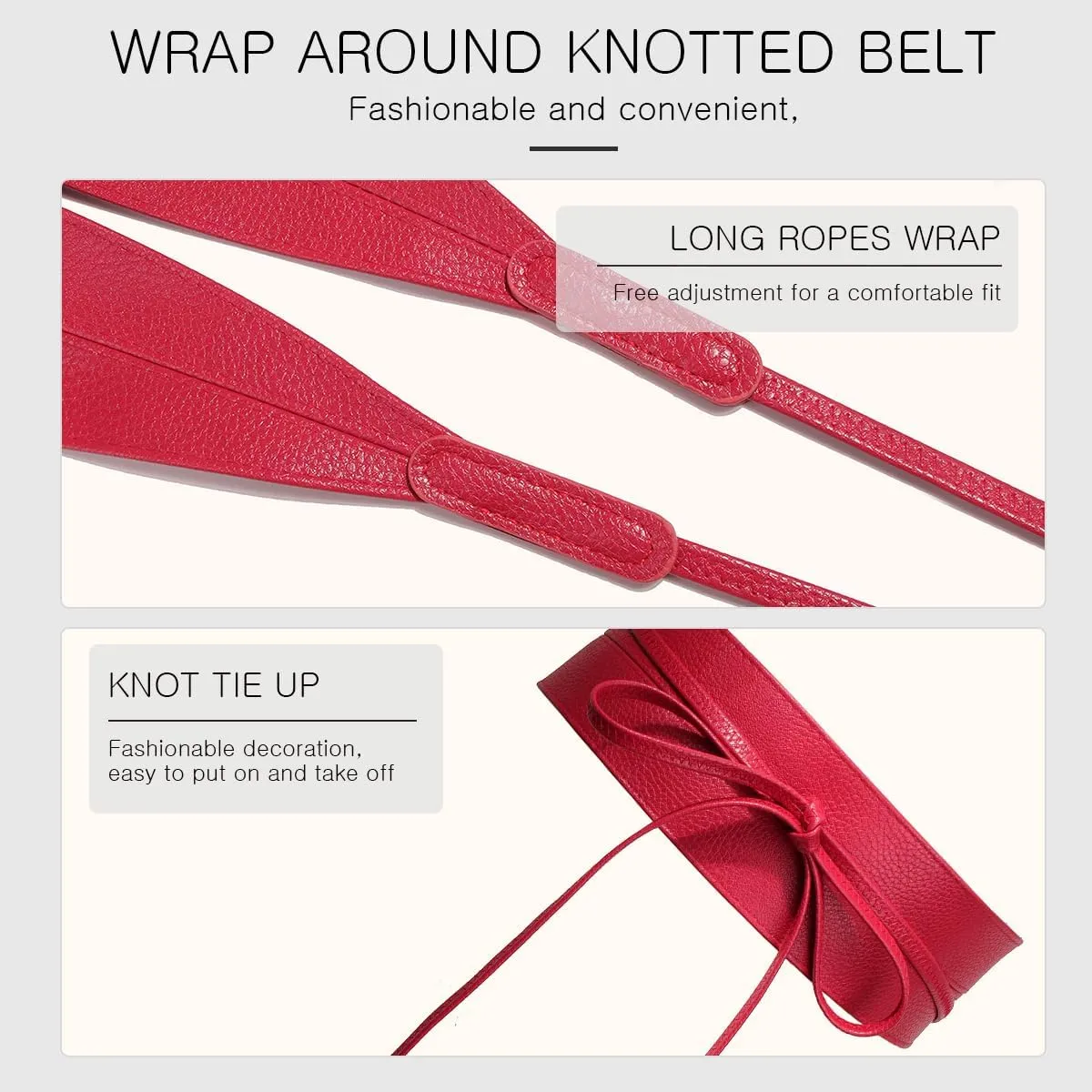 Women Wide Waist Belt Obi Belt PU Leather Knot Tie Up Wrap Around Waistband Vintage Cinch Belt For Dress Shirt Coat