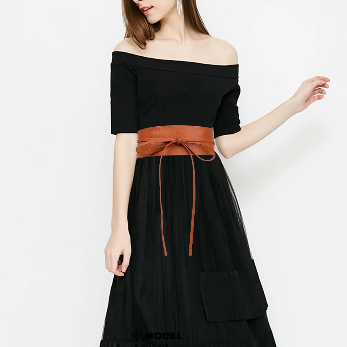 Women Wide Waist Belt Obi Belt PU Leather Knot Tie Up Wrap Around Waistband Vintage Cinch Belt For Dress Shirt Coat