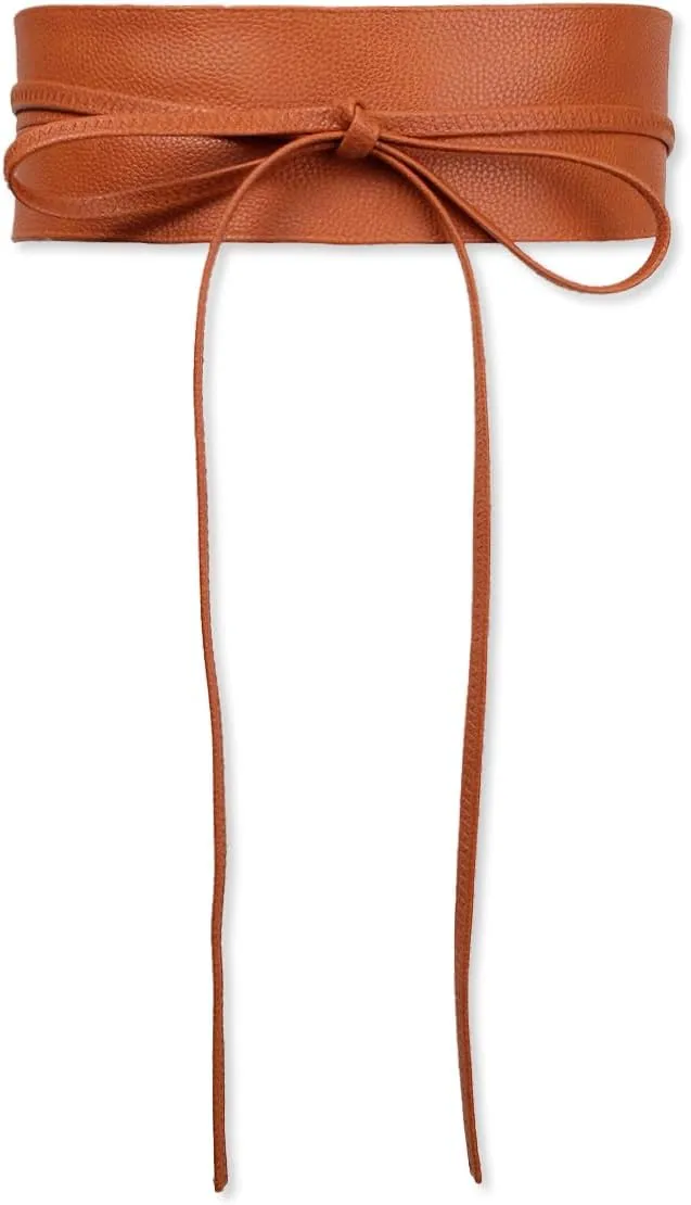Women Wide Waist Belt Obi Belt PU Leather Knot Tie Up Wrap Around Waistband Vintage Cinch Belt For Dress Shirt Coat