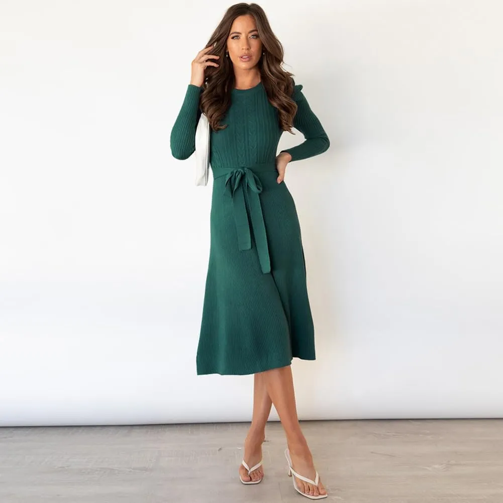 Women's Fall Dresses Long Sleeve Velvet Formal Maxi Dress with Belt Casual Cocktail Wedding Guest Party Long Dress