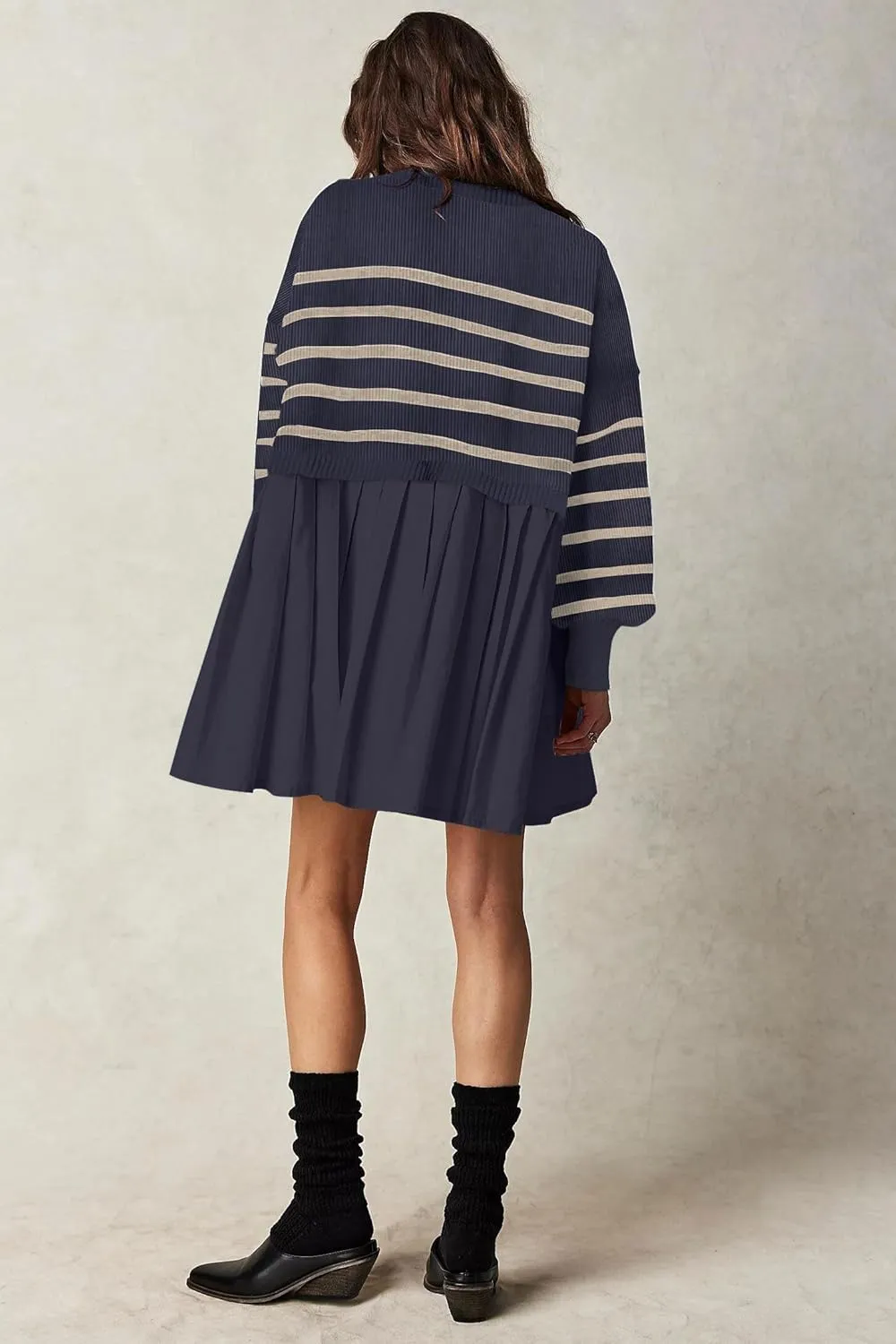 Womens Oversized Sweater Dress Spring Fall Trendy Long Sleeve Crewneck Pullover Tops Relaxed Fit Sweatshirts Mini Dresses